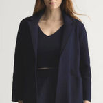 Quince  Navy 100% Organic Cotton Knit Blazer - Size - Medium Photo 0