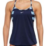 Nike Women's Navy and Light Blue Swim Top Size L Photo 1