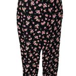 ZARA  Floral Maxi Slit Belted Skirt Black Pink Size Large Photo 0