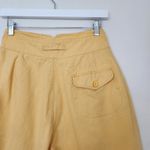 American Vintage Vintage 80s Baccini Yellow Ramie Cotton High Waist Shorts Pleated Belted Size 4 Photo 4