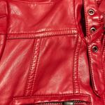 Guess dark red Leather Motorcycle Jacket Photo 6