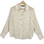 ZARA Mixed Velvet Semi Sheer Shirt Size Medium Photo 1