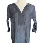 Coldwater Creek Womens  Navy Ruffle Detail Split Neck Top Blouse - Sz XL (16) Photo 0