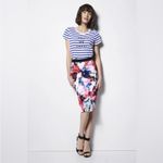 Milly  Bright Floral Midi Pencil Skirt Photo 1
