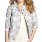 J.Crew Ruffle Collar Cropped Jacket Pewter Grey Linen Cotton Size 8 Medium M Photo 0