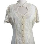 Vintage New Frontier Wedding Dress Dress Size 15 White Lace Made in USA Size M Photo 1