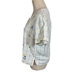 True Vintage Casey & Max Cotton Linen Embroidered Boxy Butter Yellow Top 80s 90s Size M Photo 3