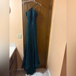 La Femme NWOT  28619 Emerald Lace Rhinestoned Halter Neck Gown Photo 1