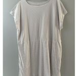 Eileen Fisher Organic Cotton T Shirt Dress Size L Gray White Stripe Minimalist Photo 11