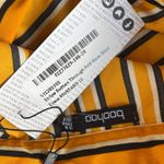 Boohoo  Stripe  Shirt Dress Sz 12 Mustard Preppy Fall Boho Oversize Drop Waist Photo 11