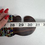 Vintage Beaded Wide Stretch Belt Carved Wood Buckle Boho Y2K Whimsy Hippie Photo 6