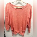 Democracy  Womens Side Ruched Popover Knit Top Size M Coral 3/4 Sleeve Classic Photo 0