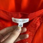 Socialite Orange Lace Trim Tank Top Photo 4