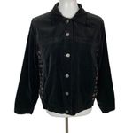 Marsh Landing  Black Velvet Jacket Medium Retro Y2K Boho Western Button Up Blazer Photo 1