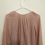 BELLATRIX Pleat Neck Long Sleeve Blouse Solid Light Baby Pink Keyhole Cutout XS Photo 11