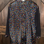 VTG 80s C.M. Shapes Black Colorful Rainbow Polka Dots Blouse Sheer Arms Women's Size undefined Photo 0