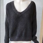 VS PINK v neck dark grey gray knit sweater. Size L Photo 1