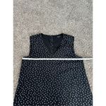 Madewell  100% Silk Star Print Gold Button V Neck Lined Sleeveless Dress Black M Photo 2