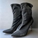 Badgley Mischka Jewel Sock Style Stiletto Booties 6.5 Black Shimmer Photo 0