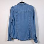 Cloth & Stone  Roll Tab Tencel Long Sleeve Blue Denim Over Shirt Women Size Large Photo 1