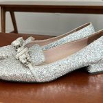 Miu Miu  silver glitter rhinestone loafer square toe block heel pump 37.5  Photo 19