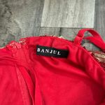 BANJUL  ornate sequin beaded feathered red mini dress Photo 4