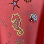 Quacker Factory Quacker‎ Factory top shirt Sz1X orange sequin seahorse starfish beach cruise Sea Photo 5