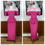 Gorgeous Vintage 1980s Watters & Watters Taffeta Mother of the Bride Gown! Pink Size 4 Photo 1