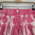 Love Shack Fancy Landen Skirt Size 4 Pink Tie Dye Tiered Ruffle Mini Skirt Cotton Photo 5
