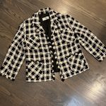 Marlo Coutre Thread Textured Knit Jacket Fringe Size M/L Black Size L Photo 3