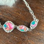 Pink spiny oyster sterling silver choker necklace Photo 3