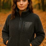 Abercrombie & Fitch  Soft A&F Leather Trim Sherpa Fleece Jacket Size Small Photo 0