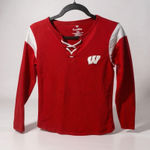 Fanatics  Wisconsin Badgers Red White Lace Up Long Sleeve Shirt Womens Medium Photo 0