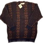 Vintage Gina Fiori By Debbie Barnett Womens Wool Blend Sweater Black & Rust Medi Size M Photo 0