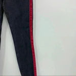 ZARA  Black Washed High Waisted‎ Red Velvet Stripe Jeans Size 4 Photo 7