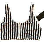 South Beach  Black White Stripes Print Swim Top, US14/L Photo 0