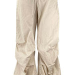 ZARA  Beige High Waist Baggy Wide Leg Windbreaker Parachute Trousers Pants Size S Photo 0