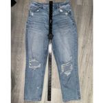 American Eagle  AE curvy mom Jean size 10 short distressed cut light wash denim Photo 6