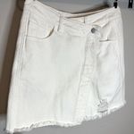 Lane 201  Living On The Edge Asymmetrical Wrap Denim White Fringe Skirt Photo 1