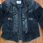 Sea dream Vintage 90s Black Suede Jacket with Embroidered Details Y2K Size S Photo 3