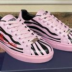 Roberto Cavalli NEW Zebra Print Tennis Shoe Pink Black Photo 2