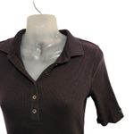 Calvin Klein  Black Knit Rib Short Sleeve Ballet Polo Sweater Midi Dress Medium Photo 4