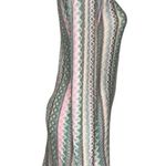 HANDMADE Mini Dress Light Pastel Green Pink Asymmetrical Zipper Vertical Pattern Photo 2