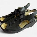 Fly London Yifa Lace Up Sling Back Sandal Wedges in Black Size 40 US 9-9.5 Photo 1