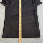 ZARA Faux Suede Black Top Exposed Back Zipper Women's Small Short Sleeve Photo 3