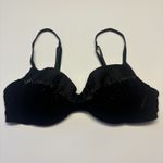 Victoria's Secret  Vintage Silver Tag Velour Silk Padded Size 34C Black‎ Beaded Photo 4