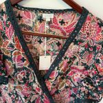 Jennifer Grace Colorful Floral Side-Tie Flutter Sleeve Faux Wrap Top Sz XL NWT Photo 4