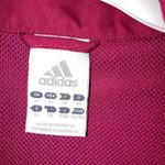 Adidas  Track Jacket Women XL Pink Red 3 Stripe Jogger Windbreaker Reflective Zip Photo 8