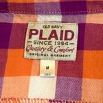 Old Navy Plaid Button Up Shirt Womens Medium Orange Purple White Long Sleeve # Photo 5