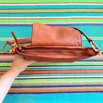 Marta Ponti Cognac Brown Leather Basketweave Satchel Handbag with Brass Hardware Photo 12